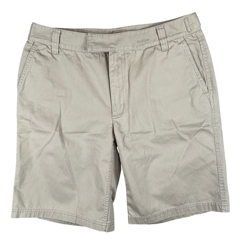 Filson‎ Womens Khaki Cotton Chino Shorts Size 8 Waist Adjuster 24008 Tan Outdoor